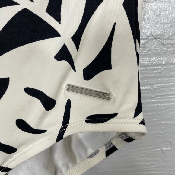 Carmen Marc Valvo Women 14 Black White Floral One Piece Swimsuit Halter Tie Back - Picture 4 of 8